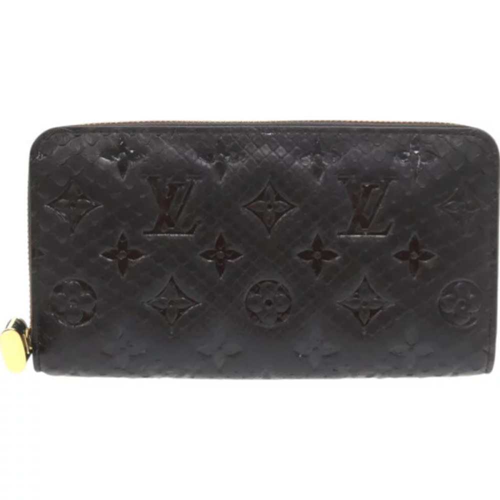 Louis Vuitton Zippy Wallet Monogram Python Black Long LV